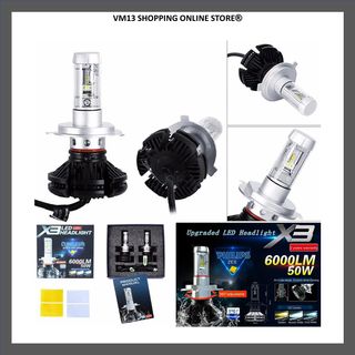 Coppia Lampade X3 H4 Led  6000 Lumen Da 25w