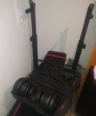 Pres banca+ juego de pesas 20 kg
