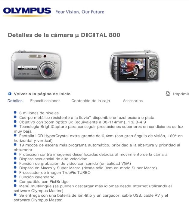 Camara digital OLYMPUS 800