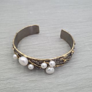 Pulsera brazalete plata 925 perlas cultivadas
