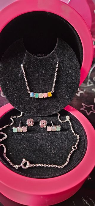 GARGANTILLA Y PENDIENTES  PLATA LEY 
