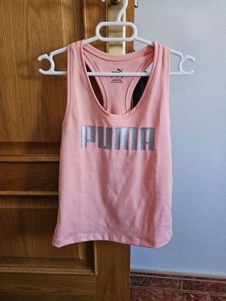 Camiseta rosa tirantes Puma, espalda nadadora