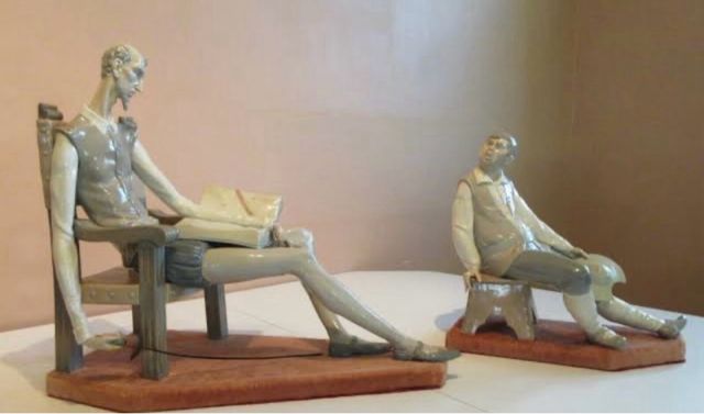 Figura Lladró El Quijote y Sancho Panza. 