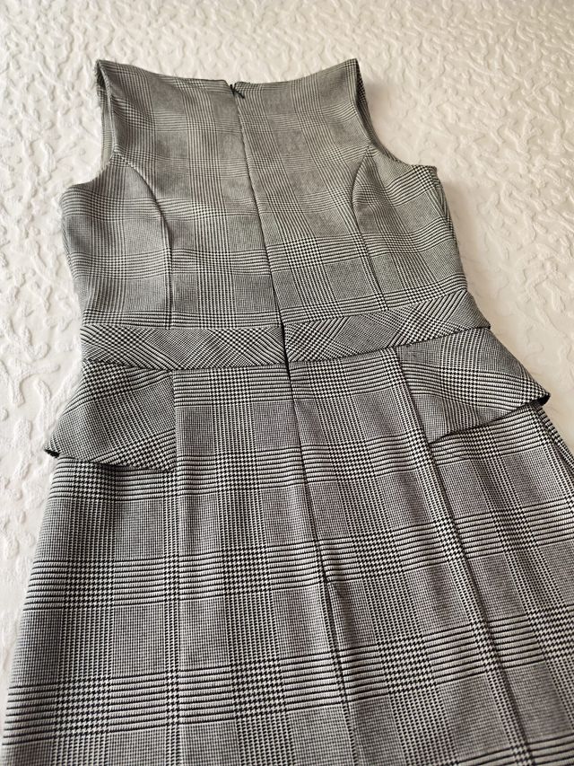 Vestido Príncipe de Gales, talla S,New Blanco