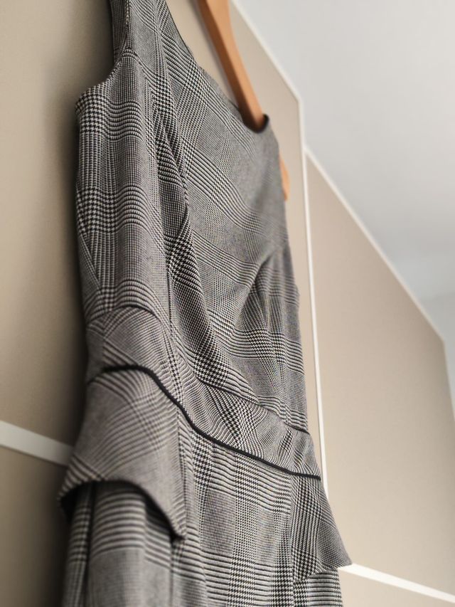 Vestido Príncipe de Gales, talla S,New Blanco