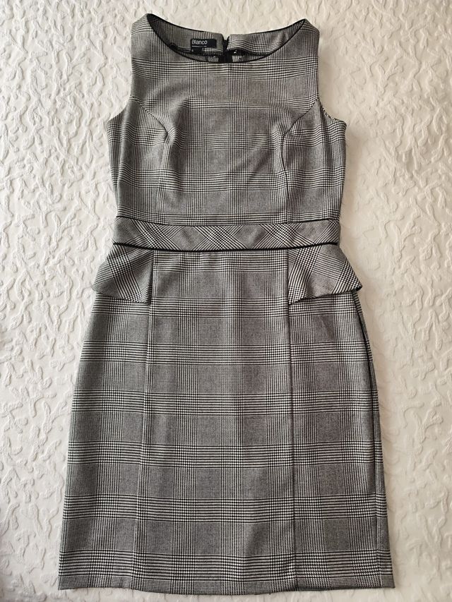 Vestido Príncipe de Gales, talla S,New Blanco