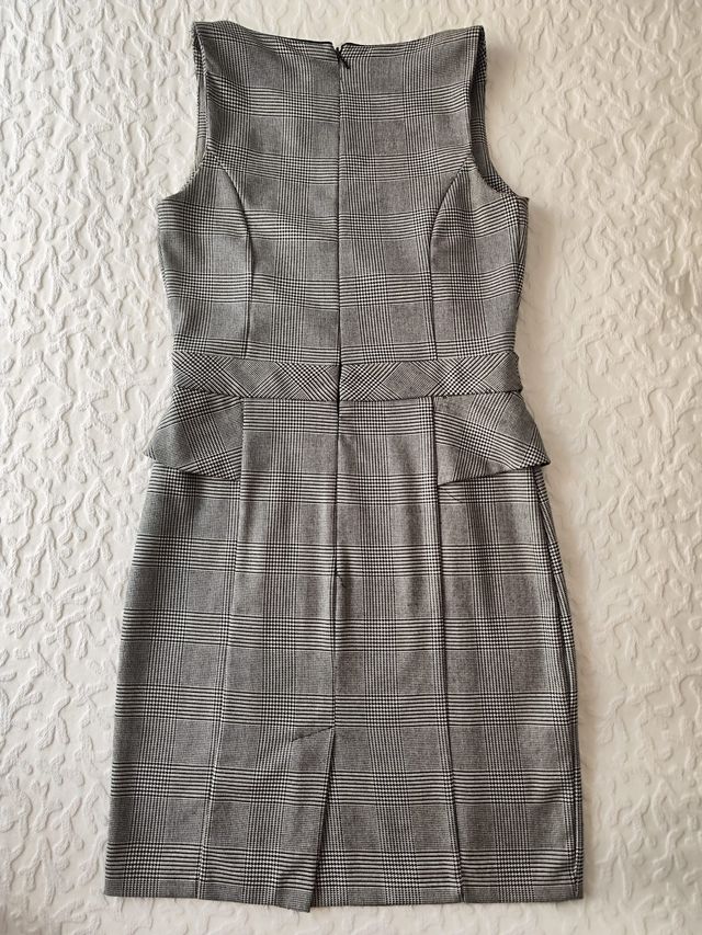 Vestido Príncipe de Gales, talla S,New Blanco