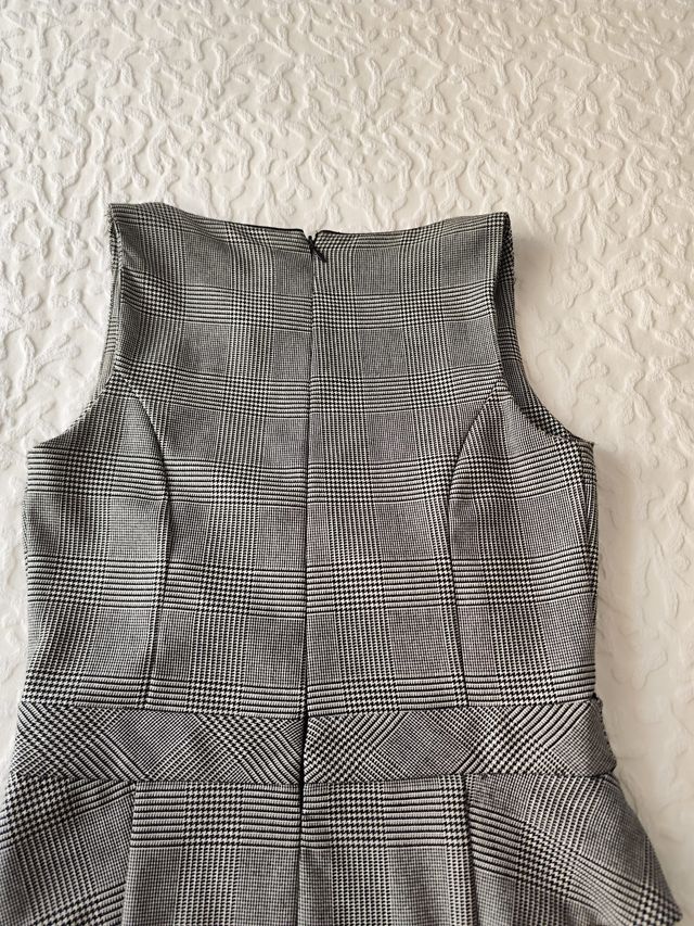 Vestido Príncipe de Gales, talla S,New Blanco