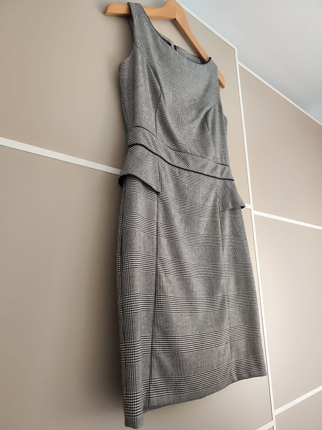 Vestido Príncipe de Gales, talla S,New Blanco