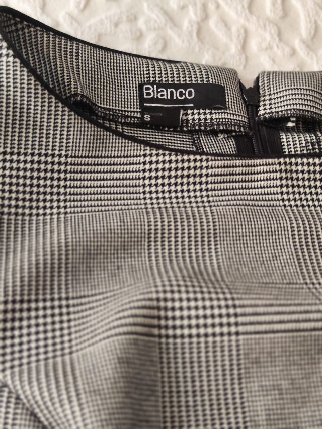 Vestido Príncipe de Gales, talla S,New Blanco