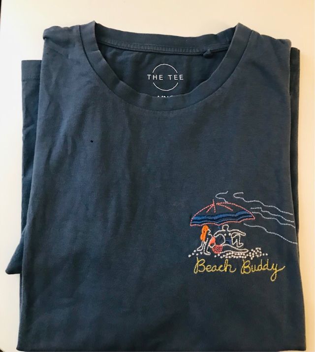 Camiseta de hombre azul plomo