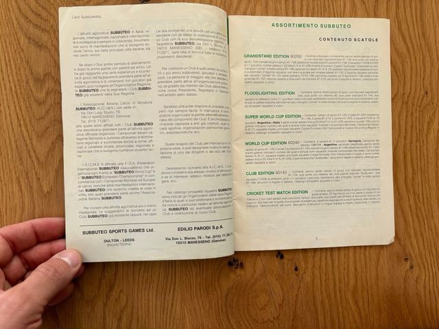 Manuale originale Italiano Subbuteo anni’90