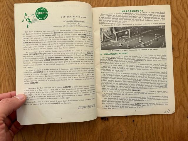 Manuale originale Italiano Subbuteo anni’90