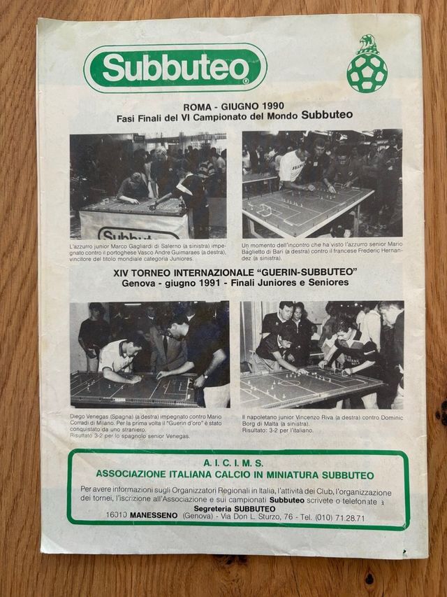 Manuale originale Italiano Subbuteo anni’90