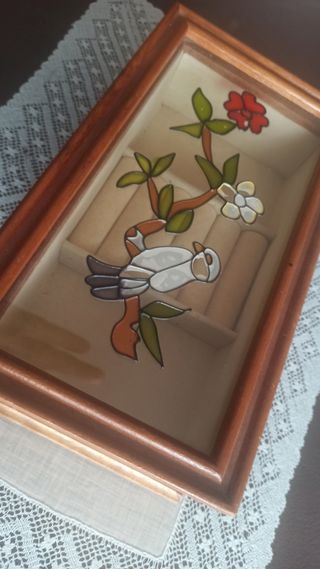 Joyero madera con cristal pintado 