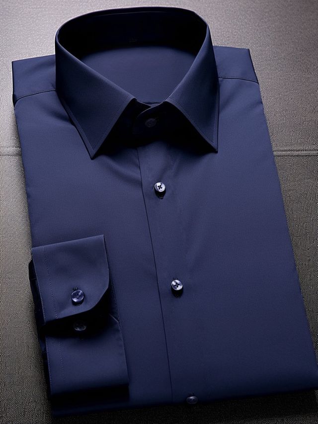 Camicia XXXL blu marino a manica lunga, tessuto elasticizzato