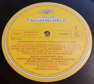 LP de Boris Christoff: Canciones Folklóricas Rusas