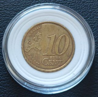 10 Céntimos de euro, año 2010 Exceso material