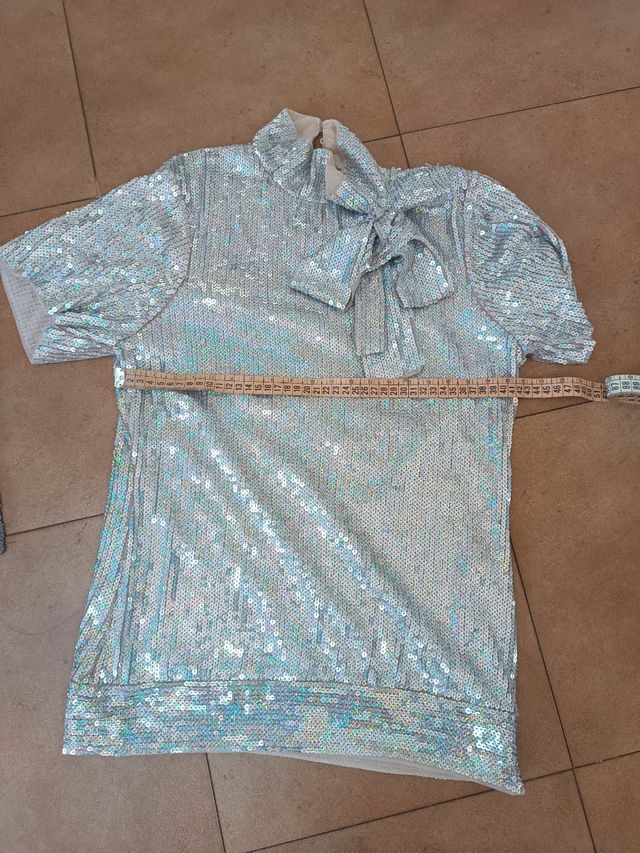 Camiseta top fiesta Zara lentejuelas