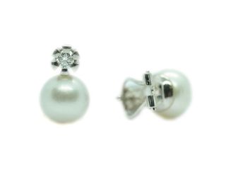 Tu y Yo Oro Blanco 18 KT Brillante y Perla