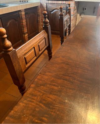 Mesa rústica para cocina más seis sillas