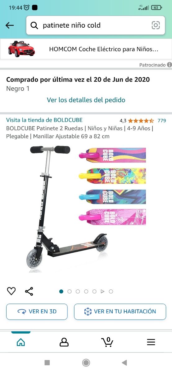 Patinete Bold Cube 4-9 años.