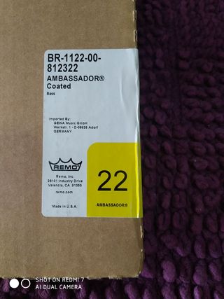 Parche Bombo Remo Ambassador Coated 22" (BR112200)