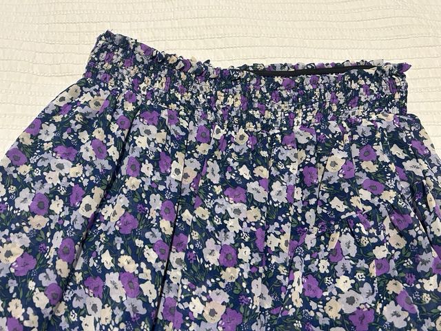 Falda flores elástica volantes