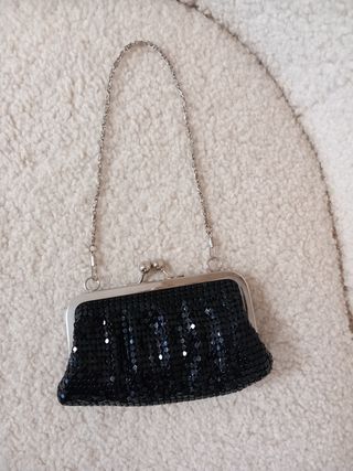 Bolso de fiesta de malla metálica negra