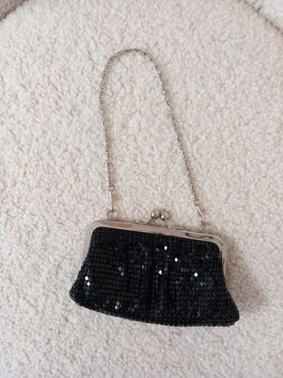 Bolso de fiesta de malla metálica negra