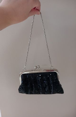 Bolso de fiesta de malla metálica negra