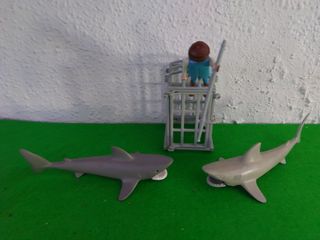 buzo y tiburones playmobil