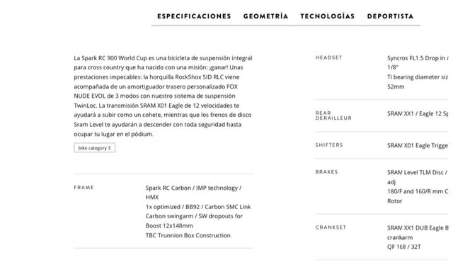 Bici Scott Spark RC 900 Eorld Cup - Talla L