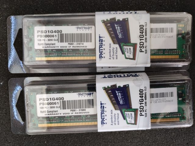 DDR-400 MHz 2gb (1gb+1gb) - SIN USO