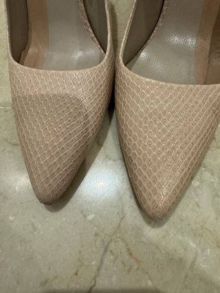 Zapatos tacon beige rosado 