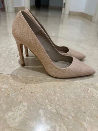 Zapatos tacon beige rosado 