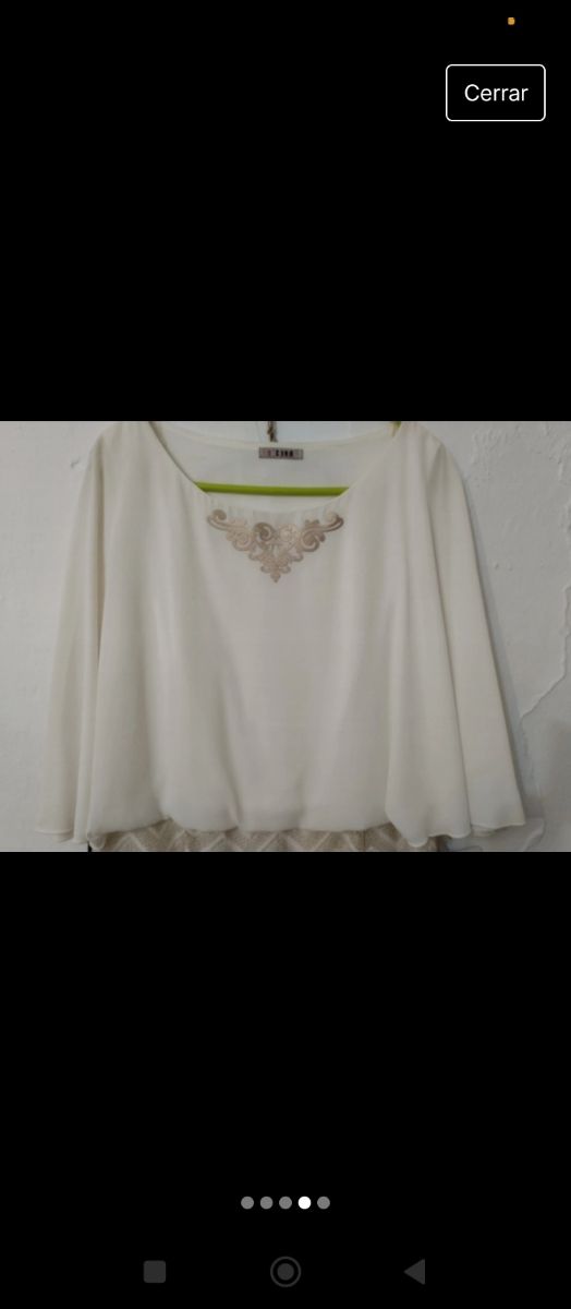 Vestido fiesta blanco y beige