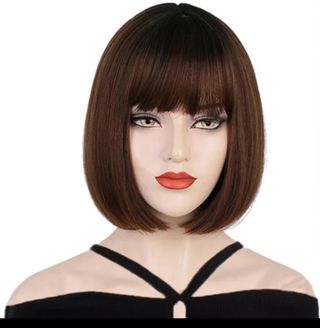 Peluca corte Bob marrón chocolate
