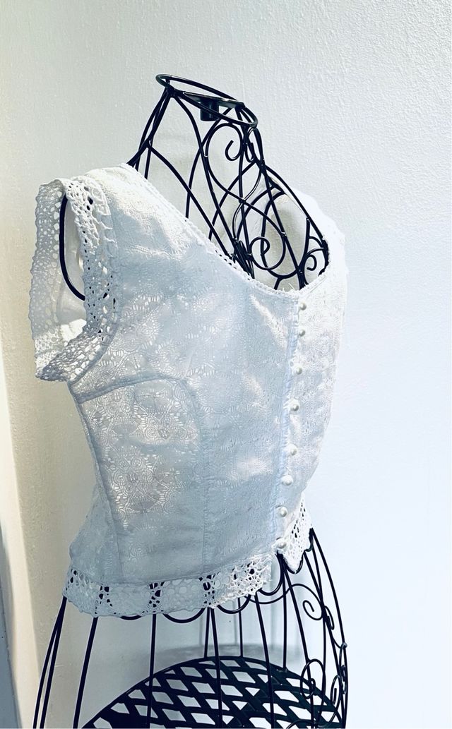 Corsetto bianco in pizzo taglia L