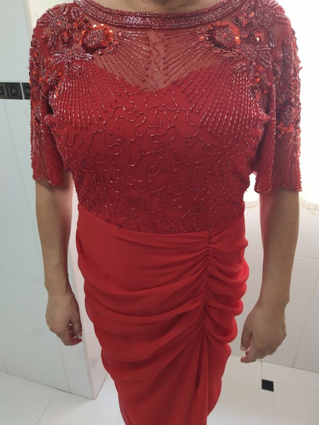 Vestido largo rojo espalda descubierta