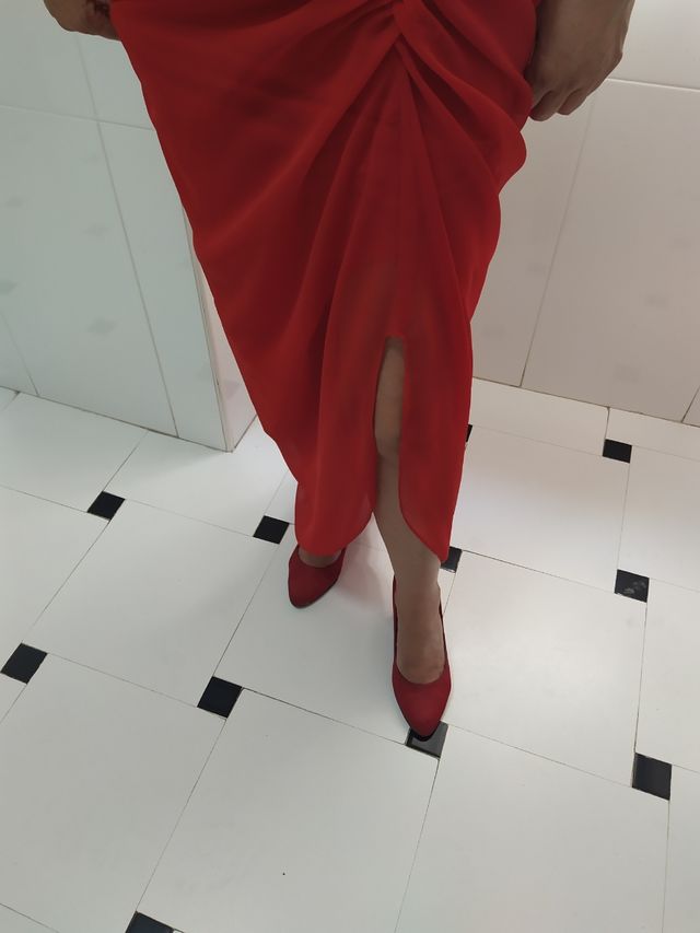 Vestido largo rojo espalda descubierta