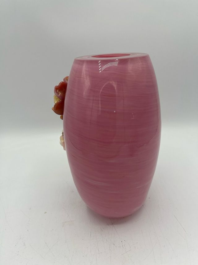Vaso rosa opalino vetro murano