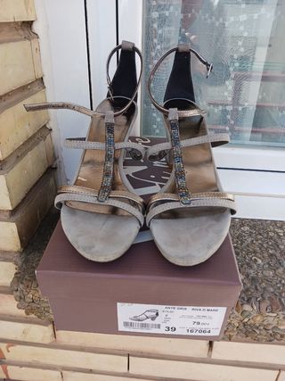 Sandalias Gris  Fiesta Tacón 