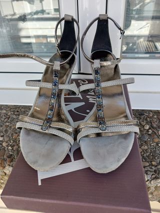 Sandalias Gris  Fiesta Tacón 