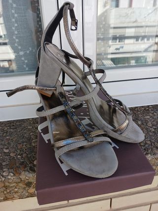 Sandalias Gris  Fiesta Tacón 