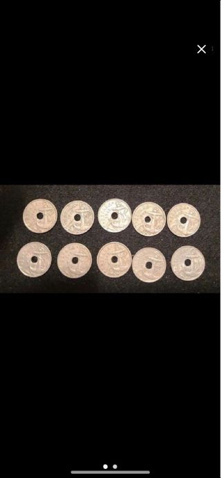 LOTE II,10 MONEDAS 2 REALES (AGUJERO) 1941-63