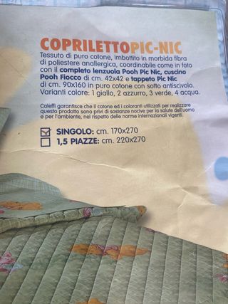 Piumino letto singolo leggero