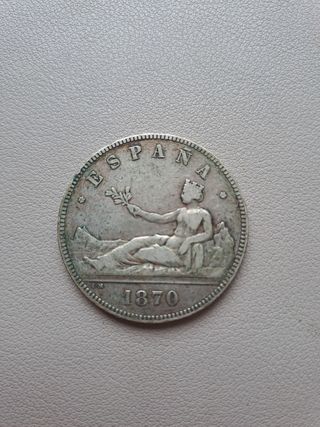 5 pesetas 1870 LM SN-M FL-S ULTRA