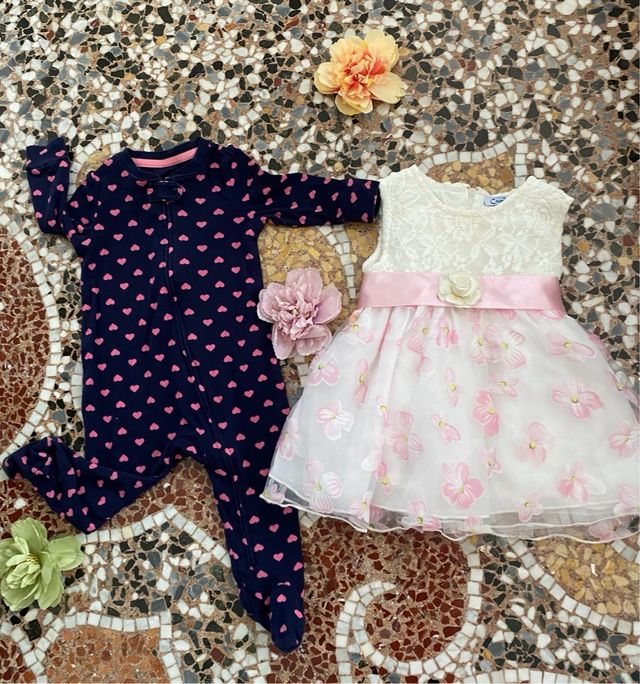 Vestito festa bianco e tutina Gap viola