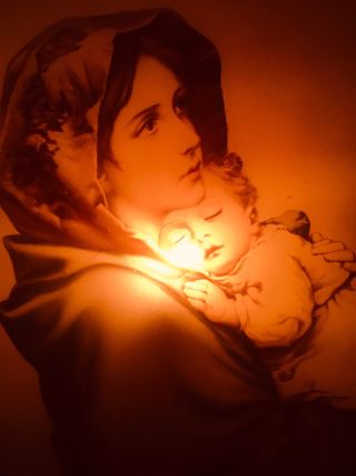 Quadro sacro Madonna 1960 retroilluminato